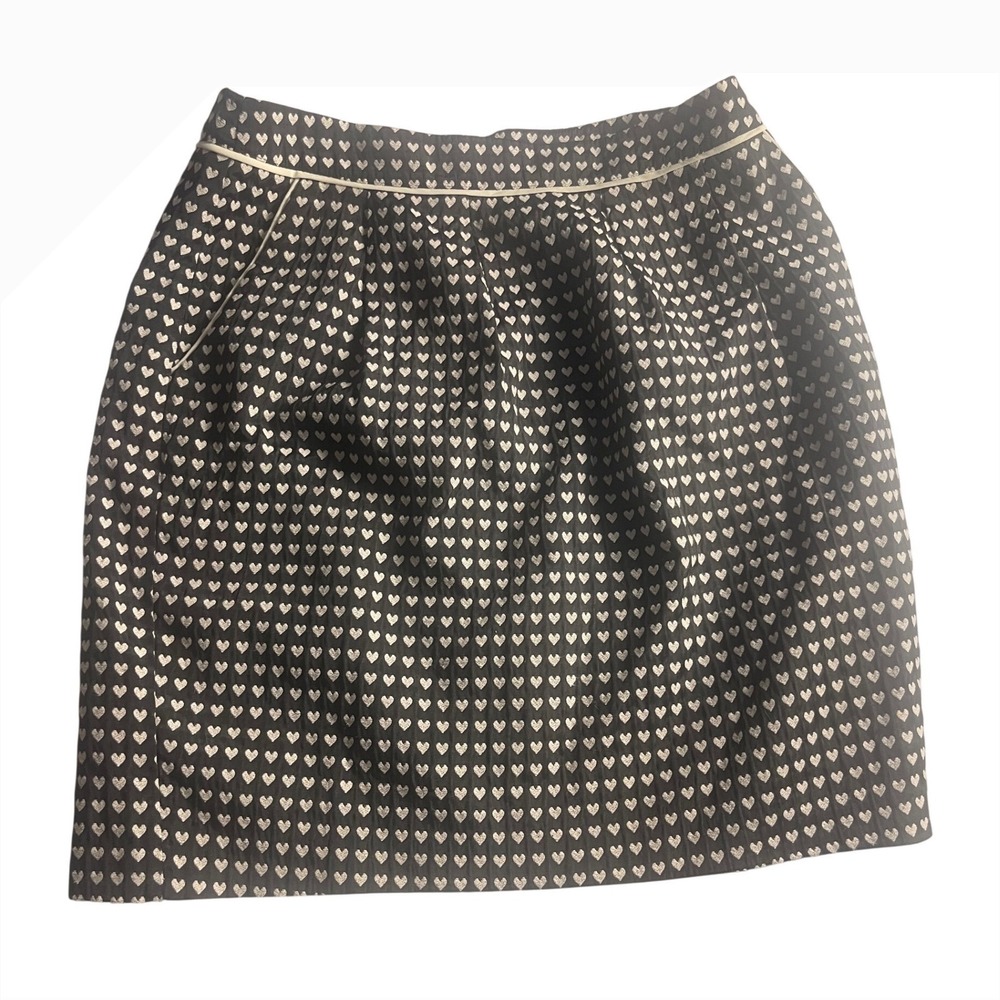 Derhy Paris Black & White Heart Print Textured Mini Skirt‎